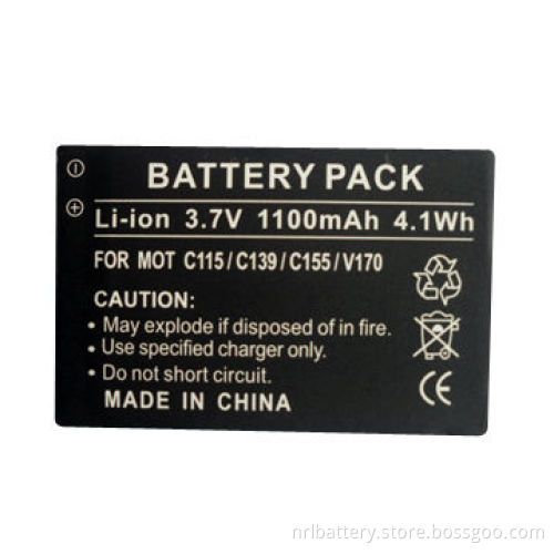 3.7V/1,100mAh, 4.1Wh, Lithium-ion Battery for Motorola C115/C139/C155/V170